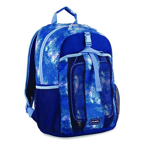 FUEL Bijoux Deluxe Backpack and Lunch Bag Bundle, Backpack: 13.5" x 7" x 18.5", Lunch Bag: 7.5" x 4.25" x 9", Light Blue Galaxy (110592STGX5)