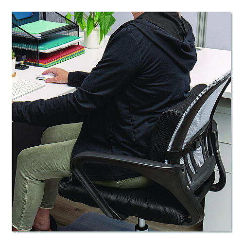Mind Reader Memory Foam Ergonomic Lumbar Support Chair Cushion, 4 x 13.5 x 12.25, Black (BACKFOAMBLK)