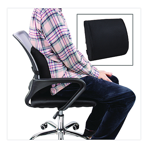 Mind Reader Memory Foam Ergonomic Lumbar Support Chair Cushion, 4 x 13.5 x 12.25, Black (BACKFOAMBLK)