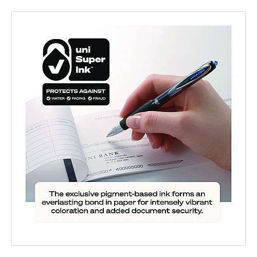 uni-ball Signo 207 Gel Pen, Retractable, Fine 0.5 mm, Black Ink, Smoke/Black Barrel, 5/Pack (1960240)