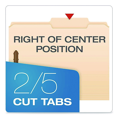 Pendaflex Manila Fastener Folders, 2/5-Cut Tab: Right of Center, Expands 0.75", 2 Fasteners, Letter Size, Manila, 50/Box (24580)