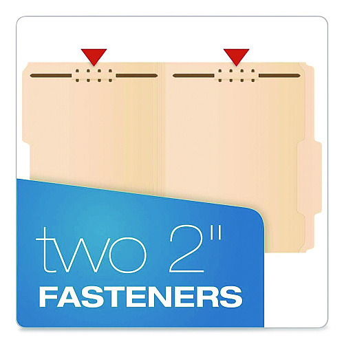 Pendaflex Manila Fastener Folders, 2/5-Cut Tab: Right of Center, Expands 0.75", 2 Fasteners, Letter Size, Manila, 50/Box (24580)