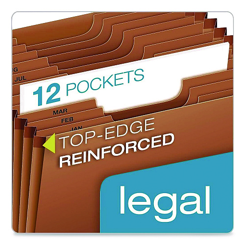 Pendaflex Heavy-Duty Expanding File, 12 Sections, 1/3-Cut Tabs, Legal Size, Redrope (R219MHD)