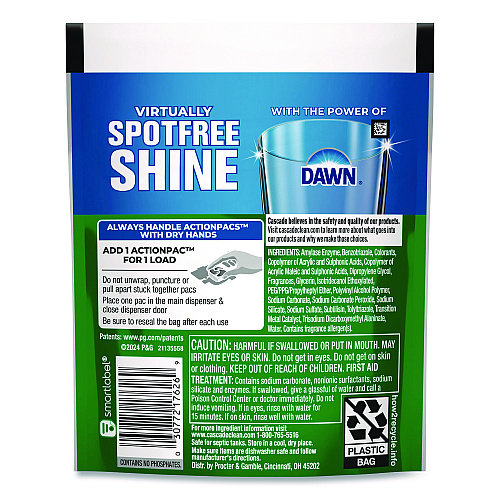 Cascade Complete ActionPacs, Fresh Scent, 4 Pods/Pack, 30 Packs/Carton (17626)