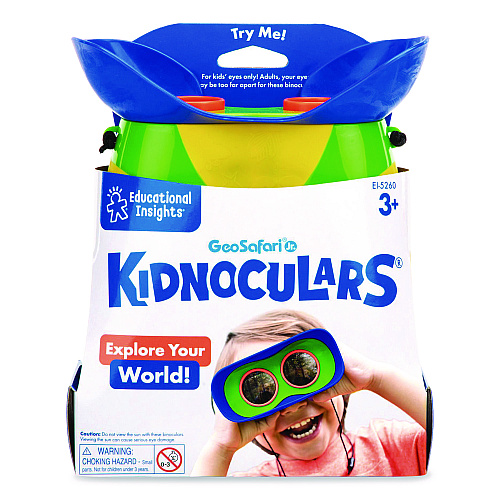 Educational Insights GeoSafari Jr. Kidnoculars, Ages 5 and Up, 8.6" x 7" x 8.9", Blue/Green/Yellow (5260)