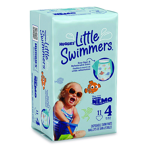 Huggies Little Swimmers, Size 4, Baby Weight 24 lbs to 34 lbs, Blue, 11/Pack, 8 Packs/Carton (18342)