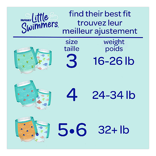 Huggies Little Swimmers, Size 5-6, Baby Weight 32 lbs and Up, Blue, 10/Pack, 8 Packs/Carton (18345)