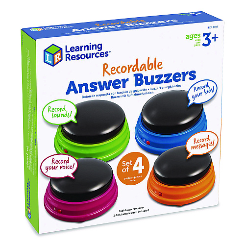 Learning Resources Recordable Answer Buzzers, Ages 3 and Up, 4 Buzzers (LER3769)