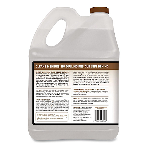 simple green Pro Hard Floor Cleaner, Lemon Verbena, 1 gal Bottle, 4/Carton (0505128)
