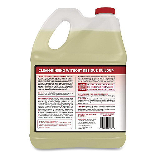 simple green Pro Carpet Cleaner, Unscented, 1 gal Bottle, 4/Carton (0506128)