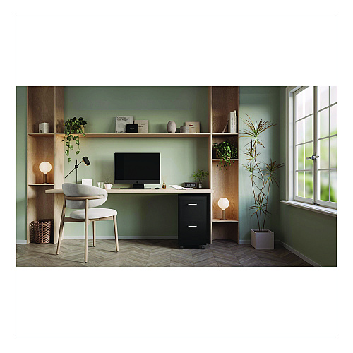Alera Two-Drawer Mobile Vertical File, 2 Letter-Size File Drawers, 14.25 x 18 x 26.7, Black (HSVF1824BL)
