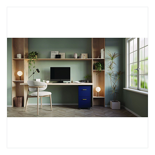 Alera Two-Drawer Mobile Vertical File, 2 Letter-Size File Drawers, 14.25 x 18 x 26.7, Navy (HSVF1824NY)