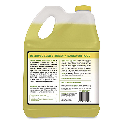 simple green Pro Dish Soap, Sparkling Citrus Scent, 1 gal Bottle, 4/Carton (4101128)