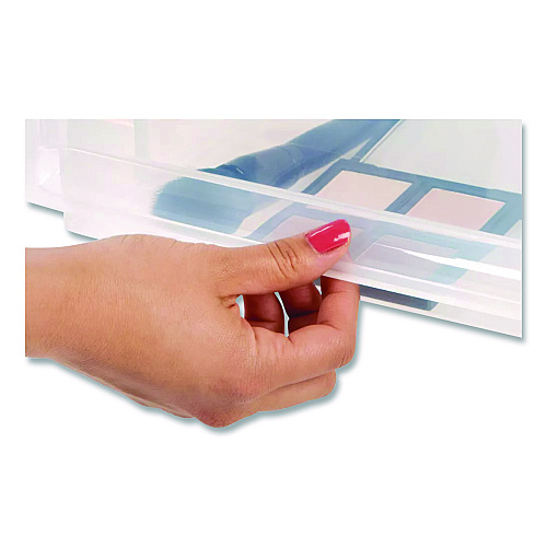 Iris Stackable Storage Drawer, 7.75 gal, 15.75" x 19.62" x 9", Gray/Translucent Frost (170473)