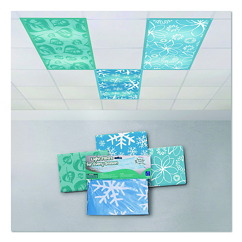 Educational Insights Fluorescent Light Filter Covers, Rectangular, Seasonal Designs, Blue, 3 Covers (1233)