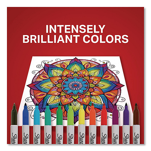 Sharpie Fine Tip Permanent Markers, Fine Bullet Tip, Assorted Colors, 12/Pack (30075PP)