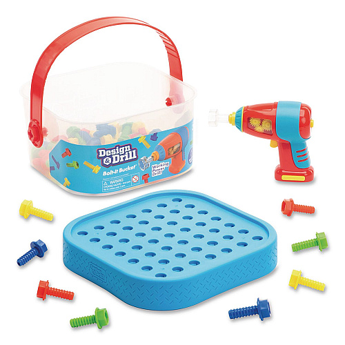 Educational Insights Design and Drill Bolt-It Bucket, Ages 3 to 7, 53 Pieces (4145)
