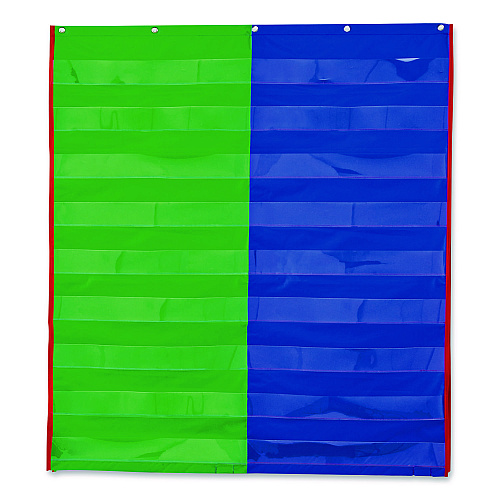 Learning Resources Two- and Four-Column Double-Sided Pocket Chart, 9 Pockets/Chart, 30 x 38, Blue/Green/Red/Yellow (LER2382)