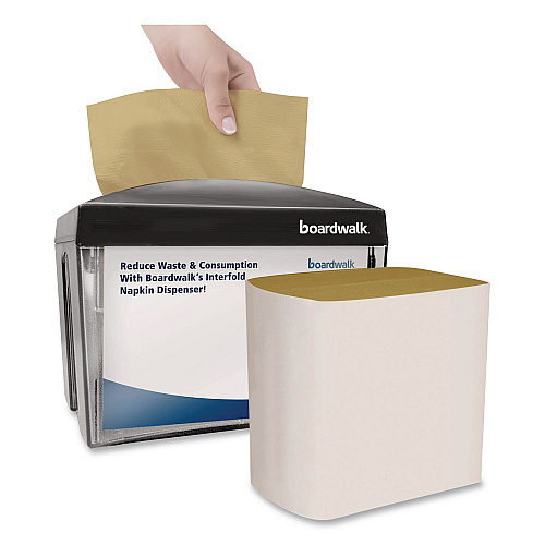 Boardwalk Interfold Napkins, 1-Ply, 8.8 x 6.3, Kraft, 500/Pack, 12 Packs/Carton (6000INTK)
