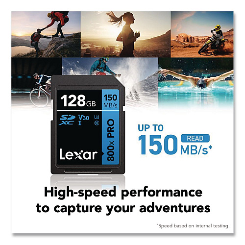 Lexar High-Performance PRO BLUE Series SDXC Memory Card, UHS-I V30 U1 Class 10, 128 GB (LSD800P128GB)