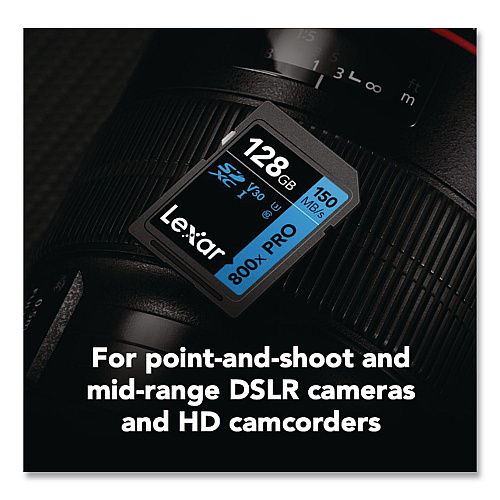 Lexar High-Performance PRO BLUE Series SDXC Memory Card, UHS-I V30 U1 Class 10, 128 GB (LSD800P128GB)
