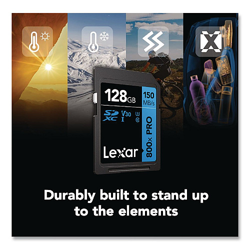 Lexar High-Performance PRO BLUE Series SDXC Memory Card, UHS-I V30 U1 Class 10, 128 GB (LSD800P128GB)