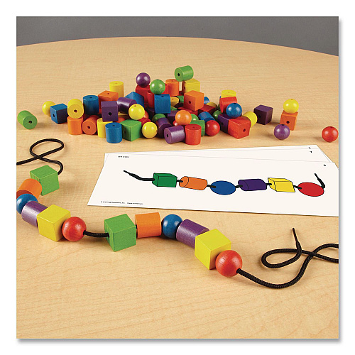 Learning Resources Beads and Pattern Card Set, Grades Pre-K to 2, 130 Pieces (LER0139)