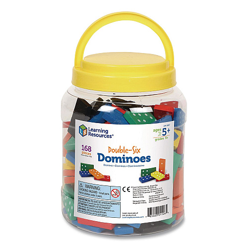 Learning Resources Double-Six Dominoes in Bucket, 2 to 4 Players, Grades K to 4, 168 Pieces (LER0287)