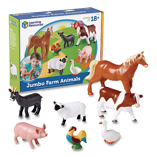 Learning Resources Jumbo Farm Animals, Grades Pre-K to 3, 7 Pieces (LER0694)