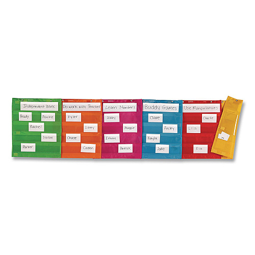 Learning Resources Magnetic Pocket Chart Squares, Classroom/Teacher Organizer Set, 7 Pockets, Assorted Colors, Set of 6 (LER2386)