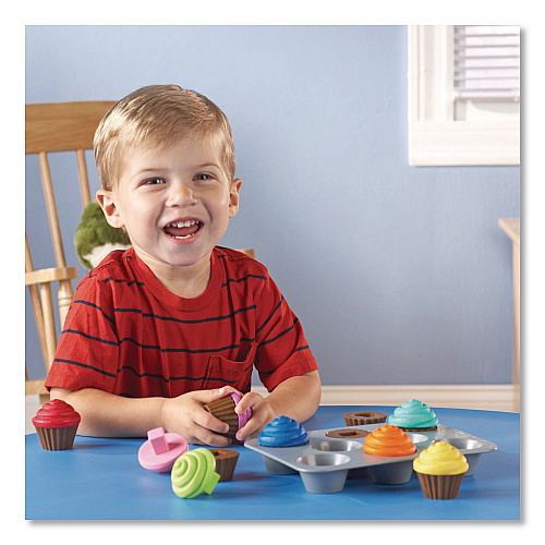 Learning Resources Smart Snacks Shape Sorting Cupcakes, Pre-K, 17 Pieces (LER7347)