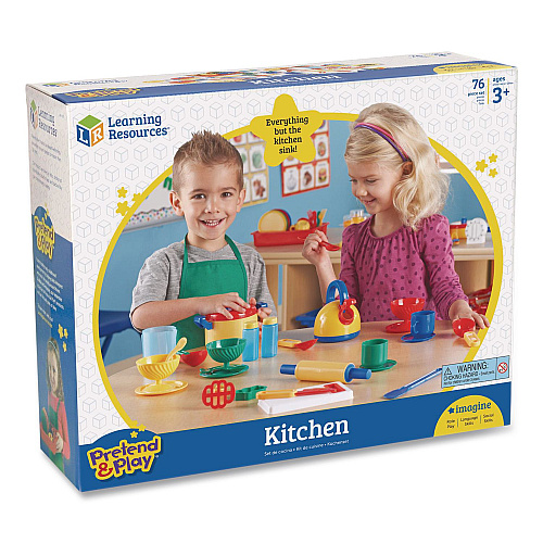 Learning Resources Pretend and Play Kitchen Set, Ages 3 and Up, 73 Pieces (LER9157)