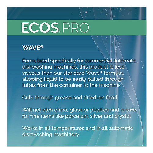 ECOS PRO Wave Commercial Automatic Dishwasher Detergent, Free and Clear, 5 gal Pail (PL944005)