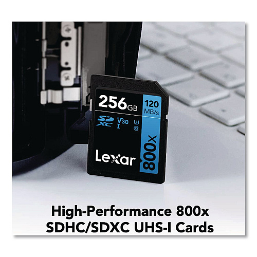 Lexar High-Performance PRO BLUE Series SDXC Memory Card, UHS-I V30 U1 Class 10, 256 GB (LSD800P256GB)