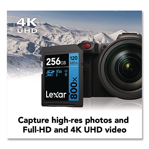 Lexar High-Performance PRO BLUE Series SDXC Memory Card, UHS-I V30 U1 Class 10, 256 GB (LSD800P256GB)