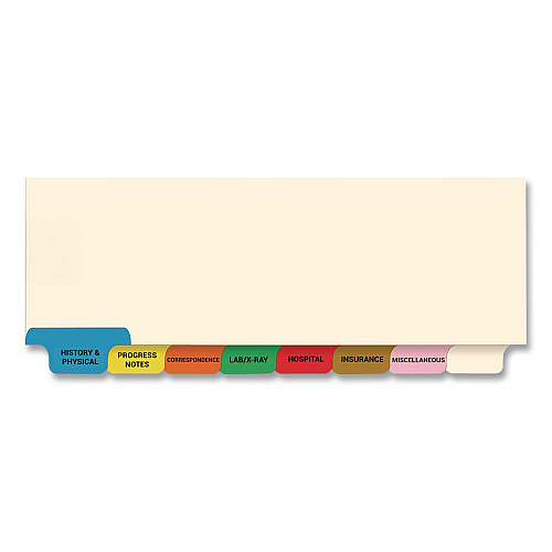 Medical Arts Press Top Tab Medical Chart Indexes, 8-Tab, Assorted Medical, 11 x 8.5, Manila, 50/Box (30228)