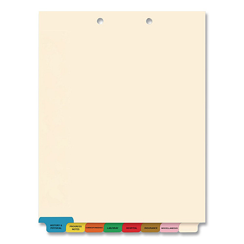 Medical Arts Press Top Tab Medical Chart Indexes, 8-Tab, Assorted Medical, 11 x 8.5, Manila, 50/Box (30228)