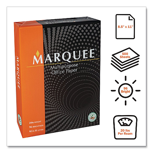 Marquee Office Paper, 96 Bright, 20 lb Bond, 8.5 x 11, White, 500 Sheets/Ream, 10 Reams/Carton, 40 Cartons/Pallet, 21 PLT/Truckload (MARQE811WT1)