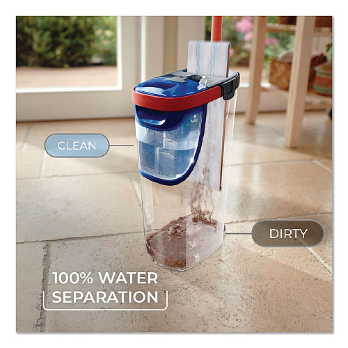 O-Cedar H2Pro Flat Mop System, 9.25" x 4.38" White/Blue Microfiber Head, Up to 56" Black/Red Handle (175765)