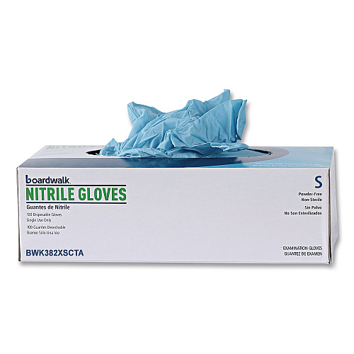 Boardwalk Disposable Examination Nitrile Gloves, Powder-Free, X-Small, 5 mil Thick, 9.5" Long, Blue, 100/Box, 10 Boxes/Carton (382XSCTA)