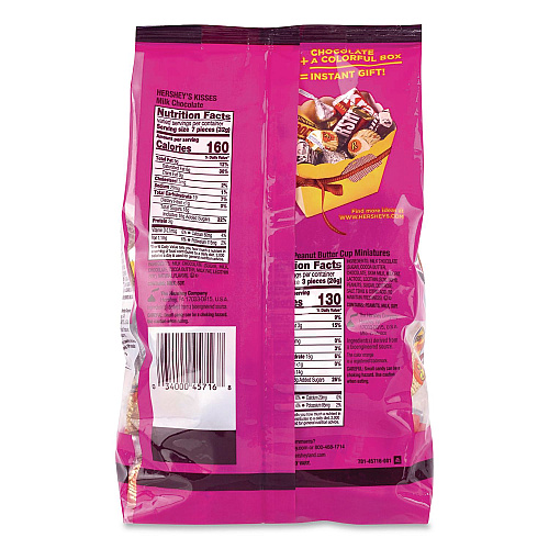 Hershey's Milk Chocolate Candy Mini Assortment, 32.9 oz Bag, 122 Individually Wrapped Chocolates (22002588)