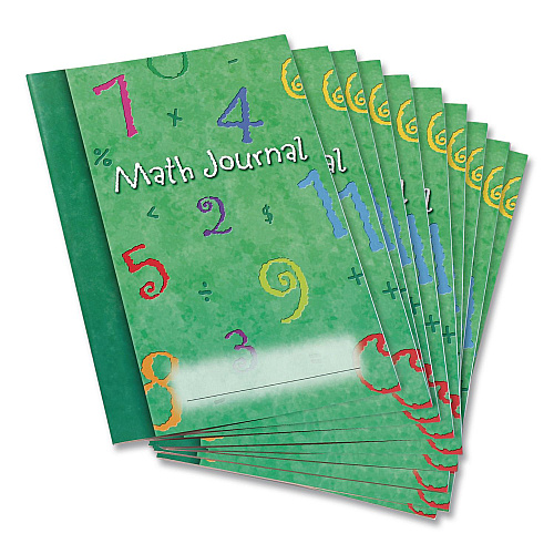 Learning Resources Math Journal, Graph Ruled/College Ruled, Green Cover, (64) 9 x 7 Sheets, 10 Journals (LER3468)