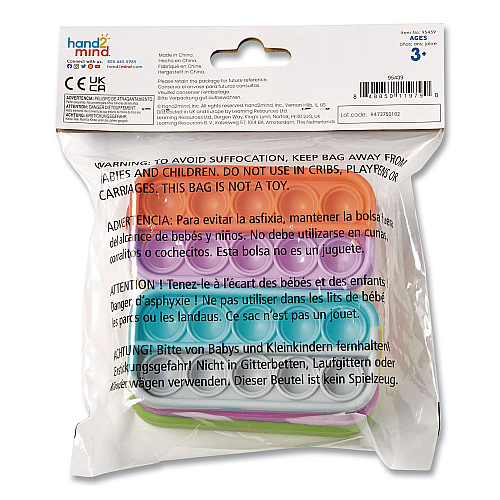 hand2mind Ten-Frame Sensory Bubble Poppers, Pre-K to K, 6 Pieces (95439)
