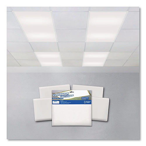 Educational Insights Florescent Light Filter Covers, Square, 2 ft x 4 ft, Whisper White, 4 Panels (1231)