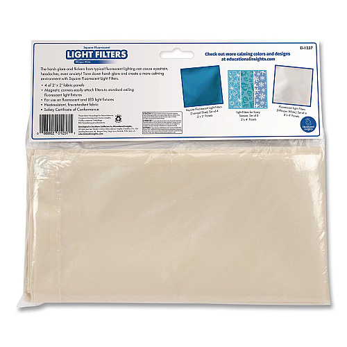 Educational Insights Fluorescent Light Filter Covers, Square, 2 ft x 2 ft, Whisper White, 4 Covers (1237)