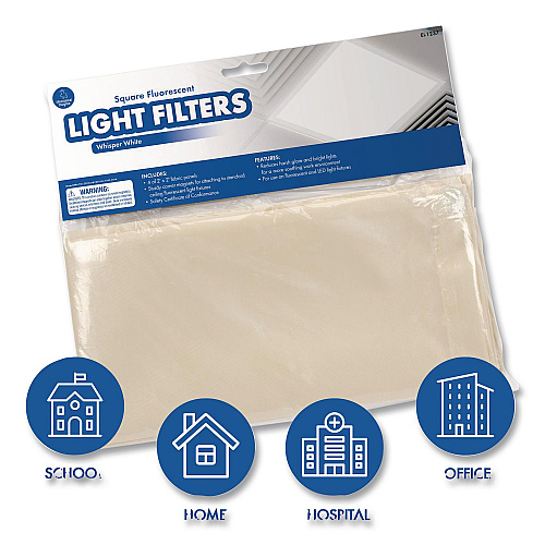 Educational Insights Fluorescent Light Filter Covers, Square, 2 ft x 2 ft, Whisper White, 4 Covers (1237)