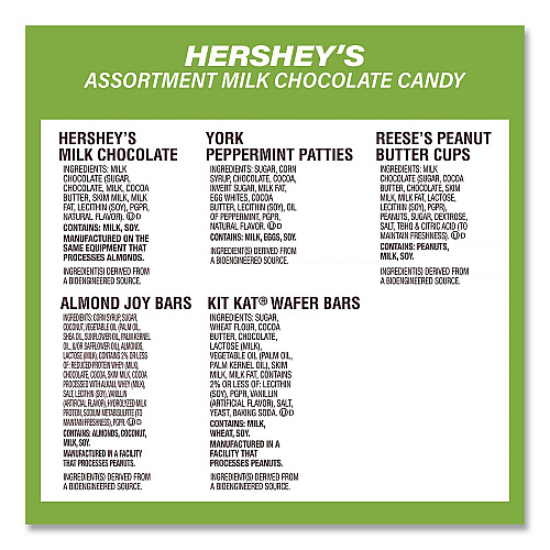 Hershey's Assortment Milk Chocolate/Mar's Chocolate Favorites, 30.22 oz Bag and 62.6 oz Bag/Carton (60004054)