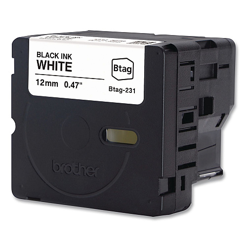 Brother Genuine P-Touch BTAG Label Tapes, 0.47" x 13.1 ft, Black on White (BTAG231)