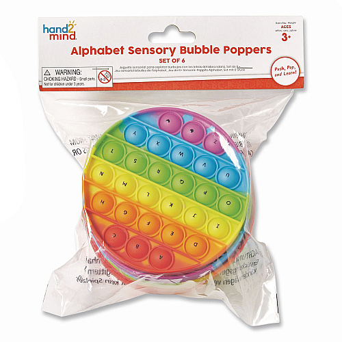 hand2mind Alphabet Sensory Bubble Poppers, Pre-K to K, 6 Pieces (95429)