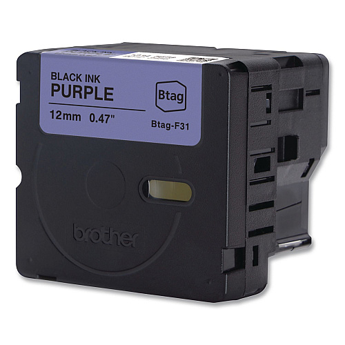 Brother Genuine P-Touch BTAG Label Tapes, 0.47" x 13.1 ft, Black on Purple (BTAGF31)
